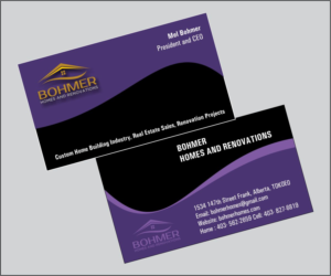 Business Card Design by ambicasunil1974 for Bohmer Homes and Renovations  | Design: #14316002