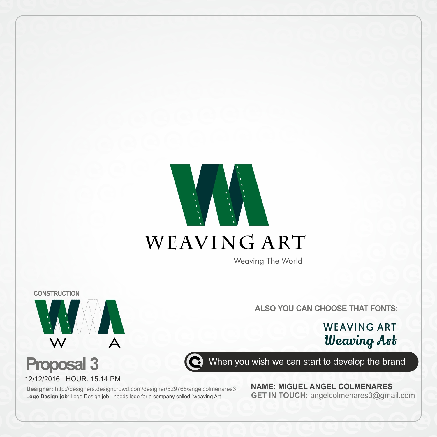 Logo Design by angelcolmenares3 for Weaving Art | Design #12991270