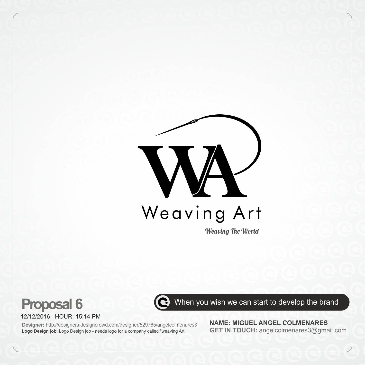 Logo Design by angelcolmenares3 for Weaving Art | Design #12991291
