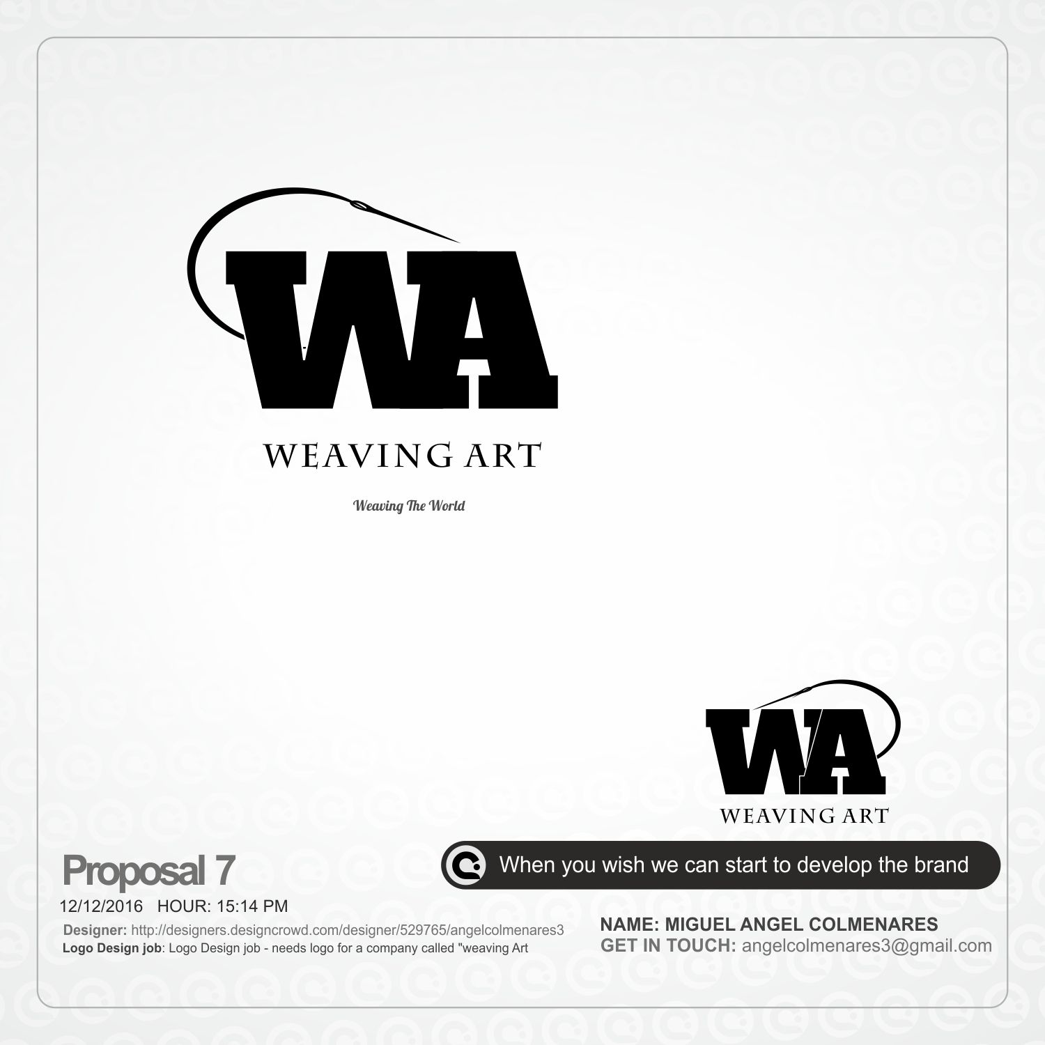 Logo Design by angelcolmenares3 for Weaving Art | Design #12991292