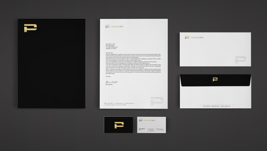 Stationery Design by Sarah Mathews for PrimaTec LTD. | Design #12915091