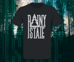 T-shirt design that is outdoorsy and rugged with the words Rainy State | T-shirt Design by nreimer