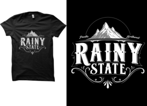 T-shirt design that is outdoorsy and rugged with the words Rainy State | T-shirt Design by a.o.d