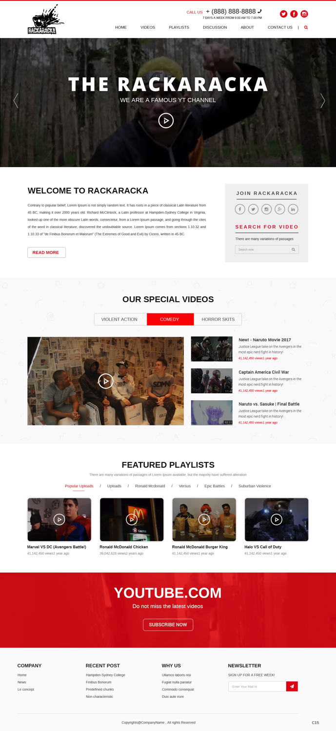 YouTube Design by pb for RackaRacka | Design #13402335