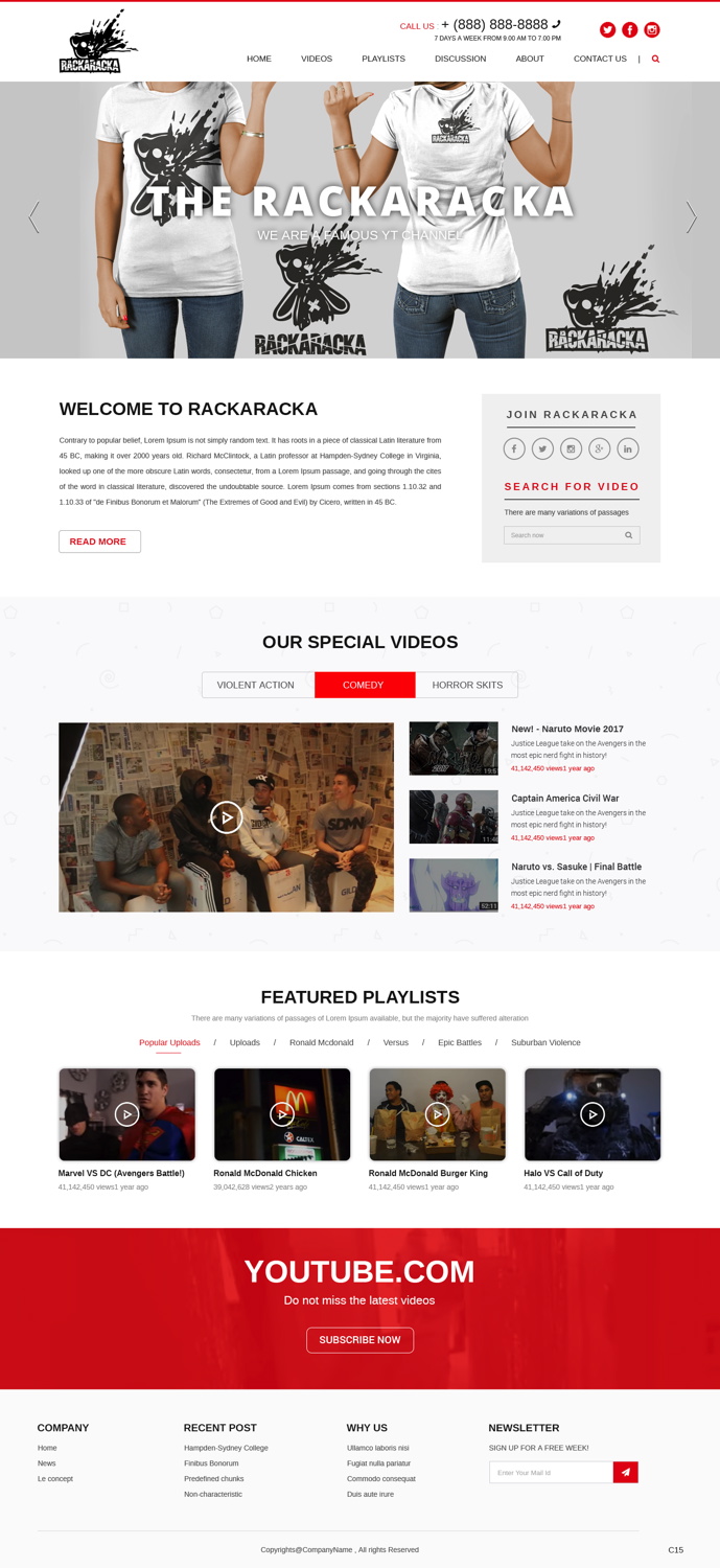 YouTube Design by pb for RackaRacka | Design #13402339