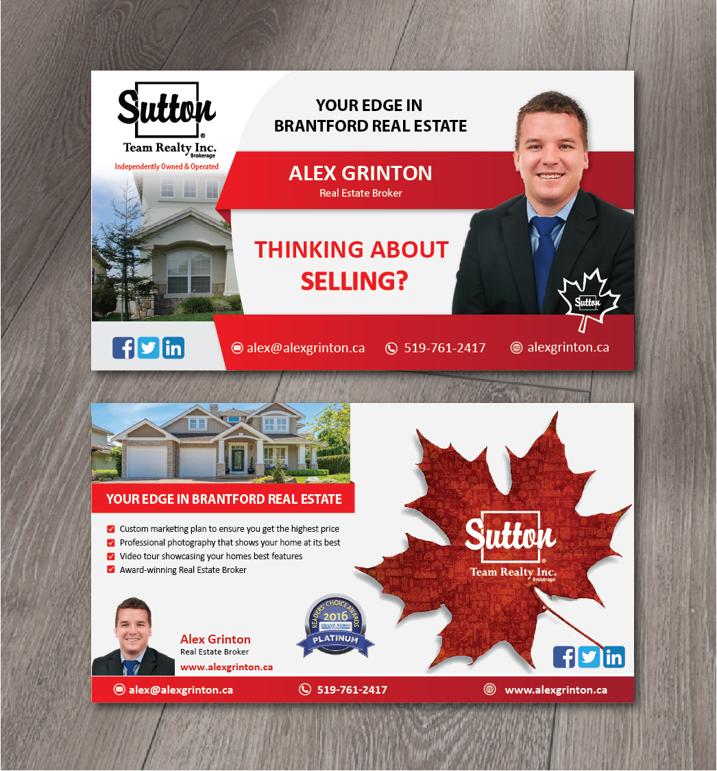 Design de Carte Postale par alex989 pour Sutton Team Realty Brokerage Inc | Design #12928355