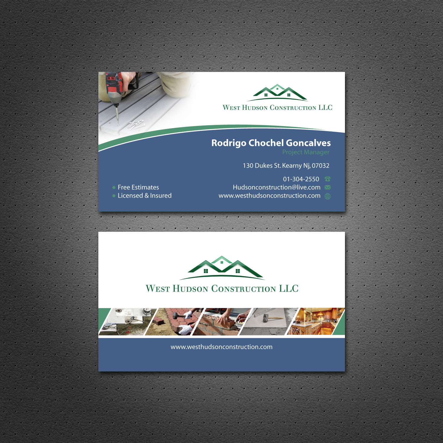 Business Card Design by Dezero for West Hudson Construction LLC | Design #12942855