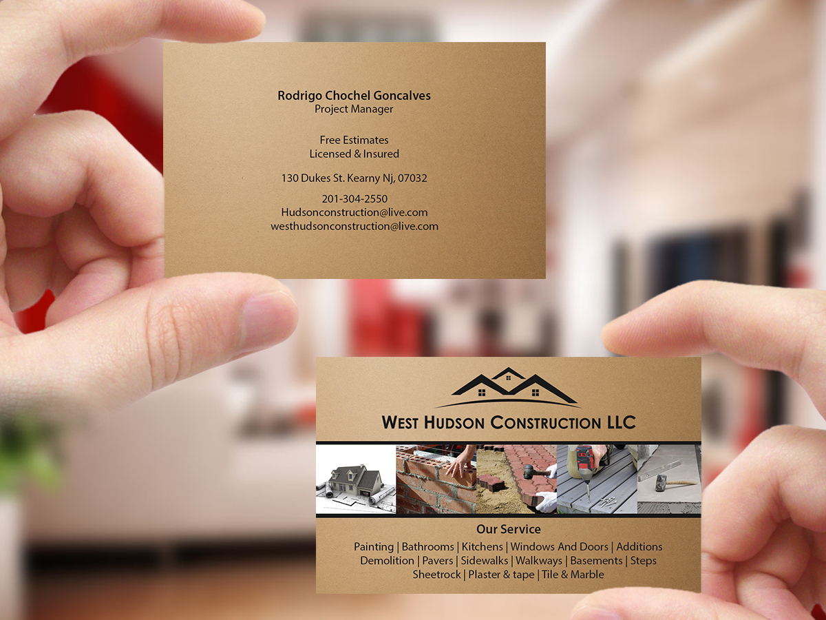 Business Card Design by Creations Box 2015 for West Hudson Construction LLC | Design #12958237