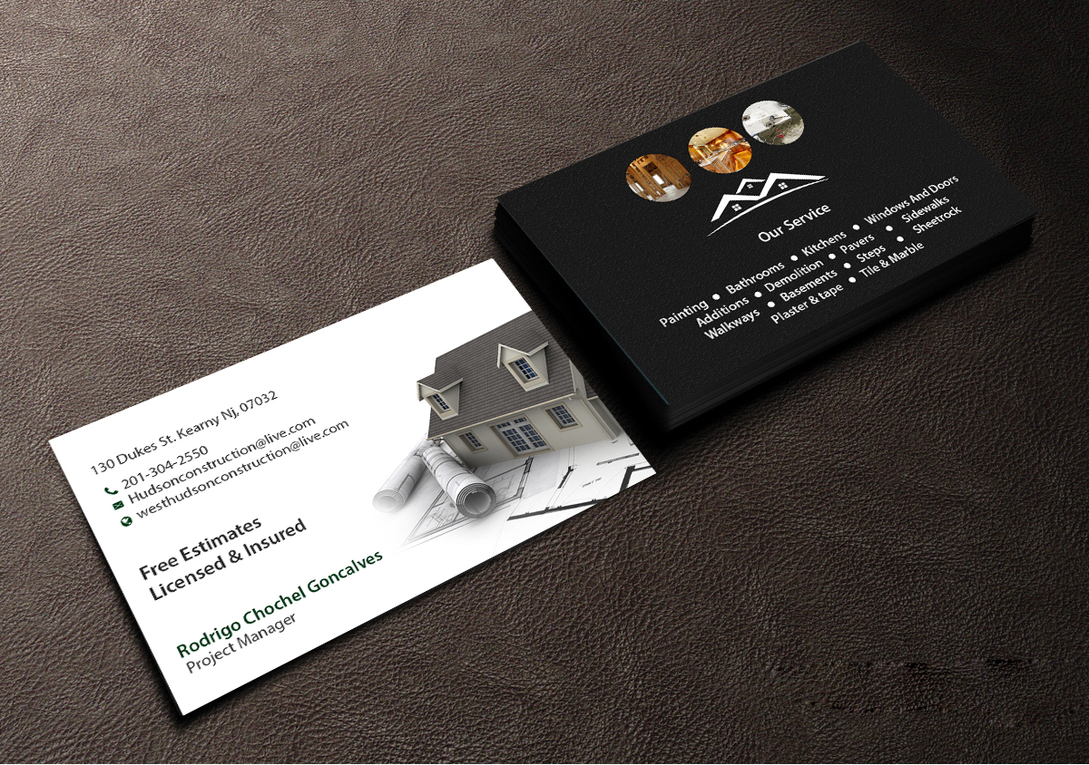 Business Card Design by Creations Box 2015 for West Hudson Construction LLC | Design #12958439