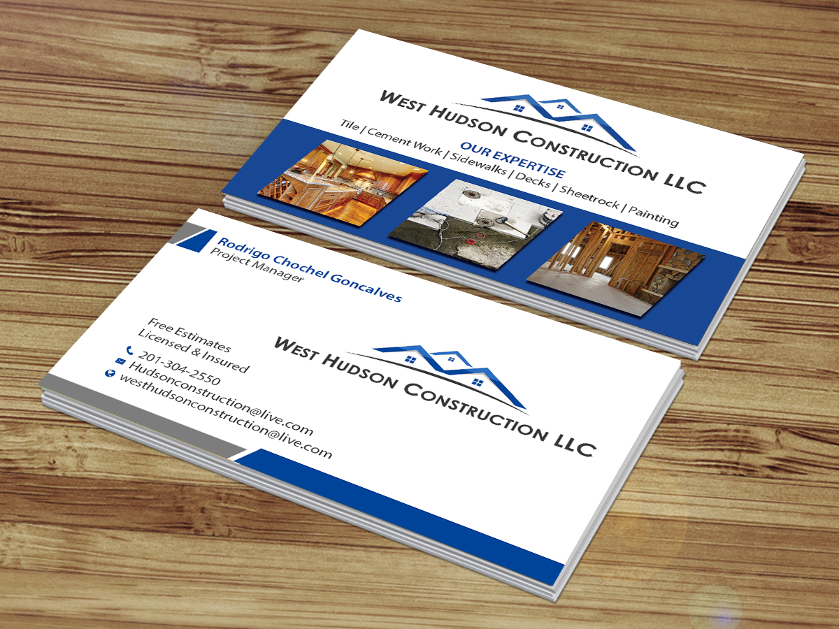 Business Card Design by Creations Box 2015 for West Hudson Construction LLC | Design #12973041