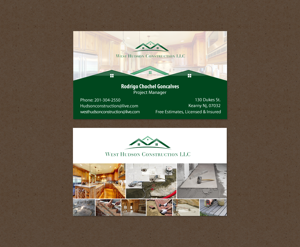 Visitenkarten-Design von chandrayaan.creative für West Hudson Construction LLC | Design #12948673