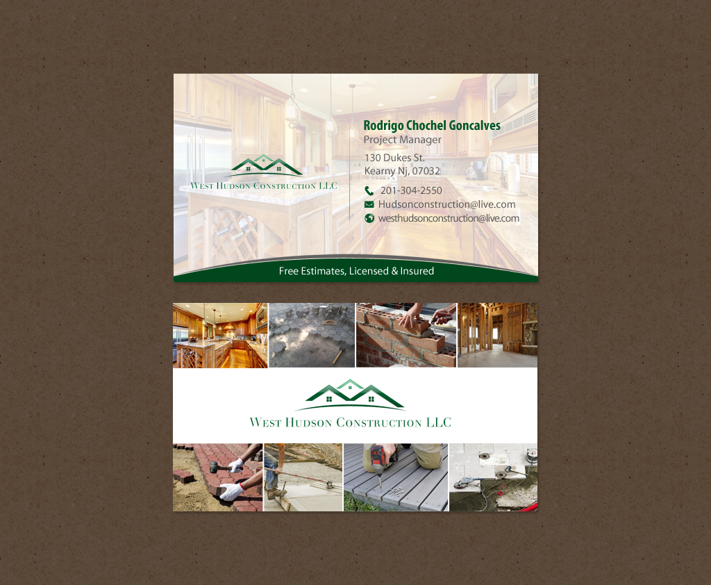 Business Card Design by chandrayaan.creative for West Hudson Construction LLC | Design #12948702