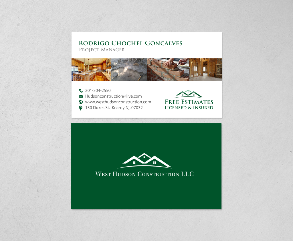 Business Card Design by chandrayaan.creative for West Hudson Construction LLC | Design #12955320