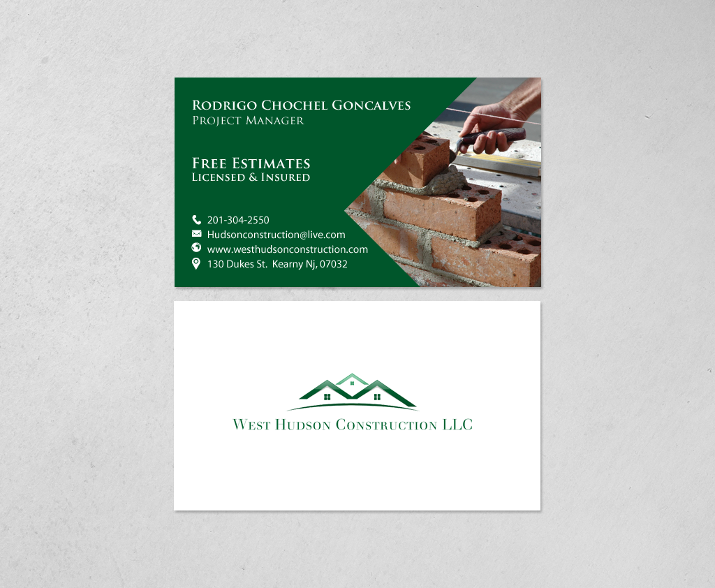 Business Card Design by chandrayaan.creative for West Hudson Construction LLC | Design #12957463