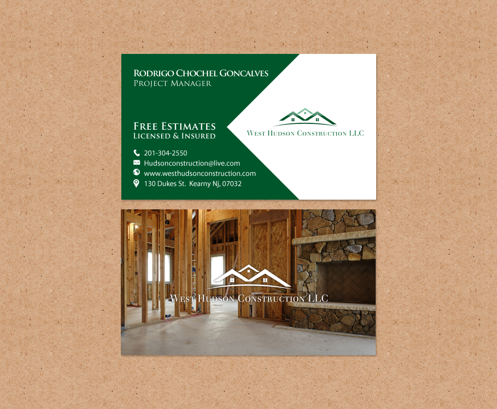 Business Card Design by chandrayaan.creative for West Hudson Construction LLC | Design #12957466