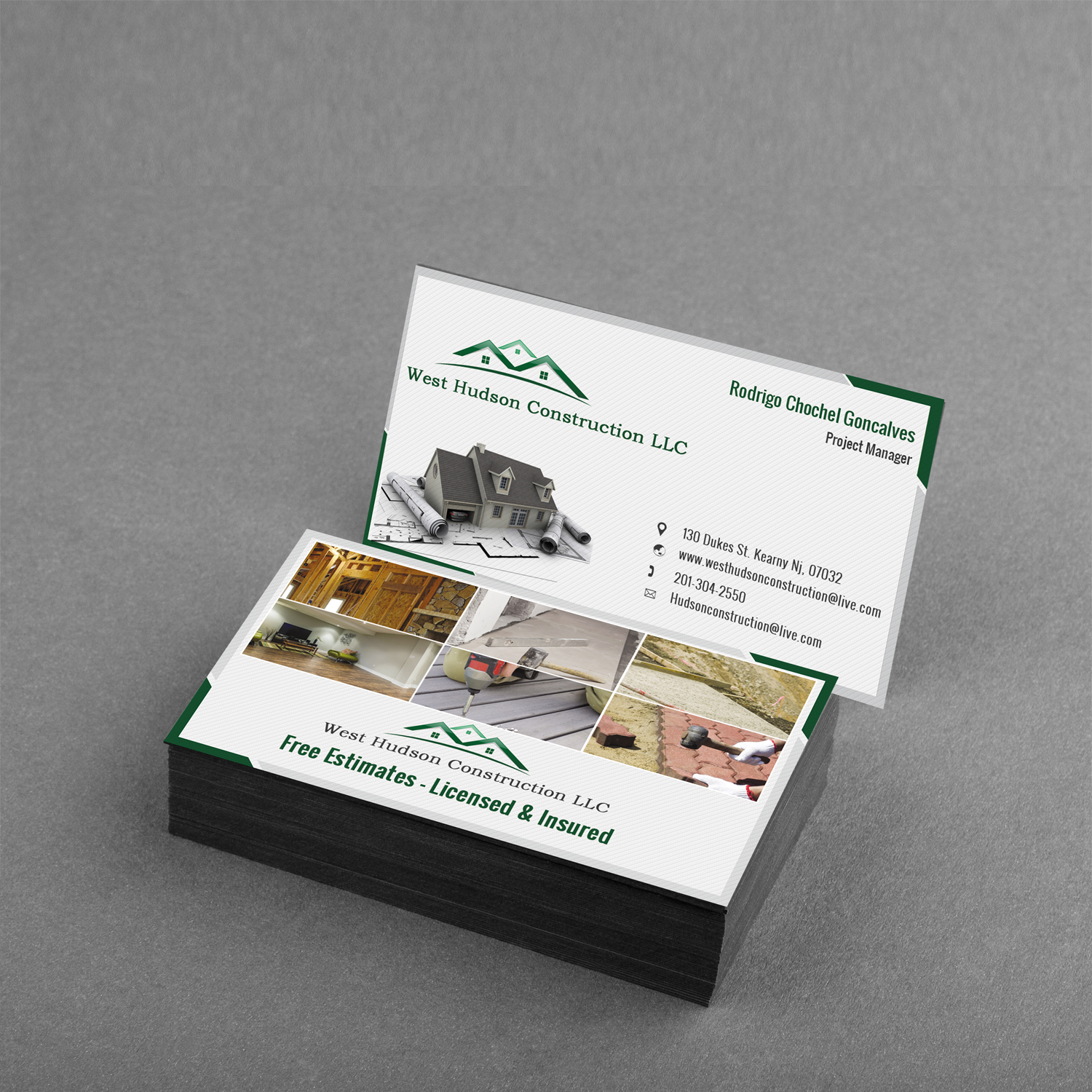 Business Card Design by Dipanwita Roy for West Hudson Construction LLC | Design #13007373