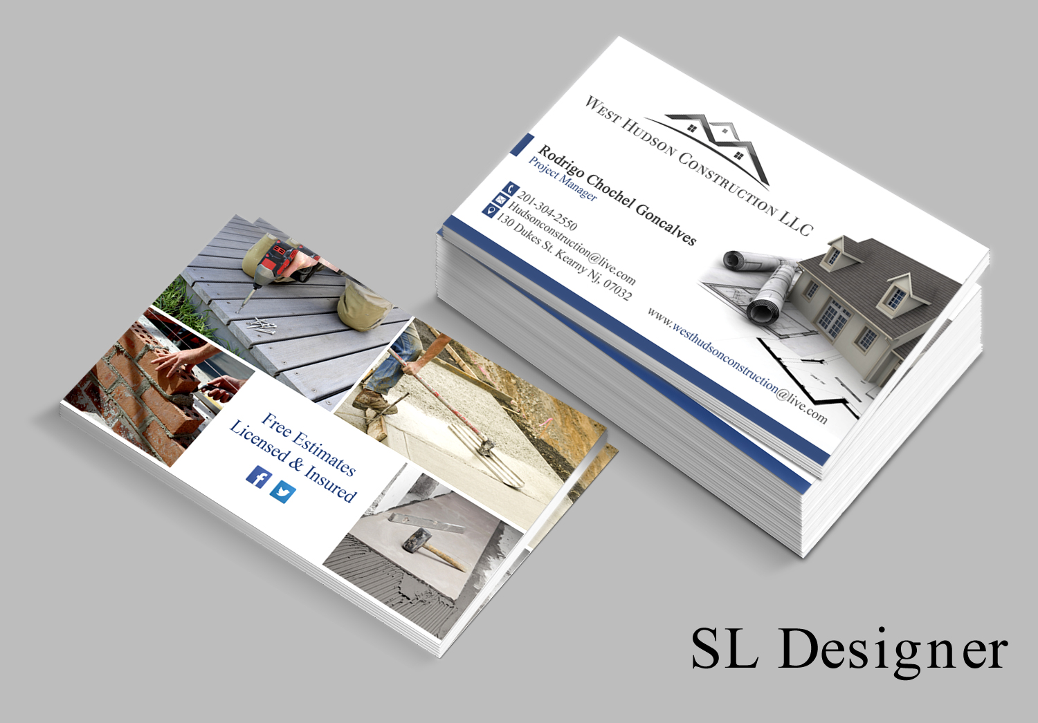 Business Card Design by SL Designer for West Hudson Construction LLC | Design #12953028