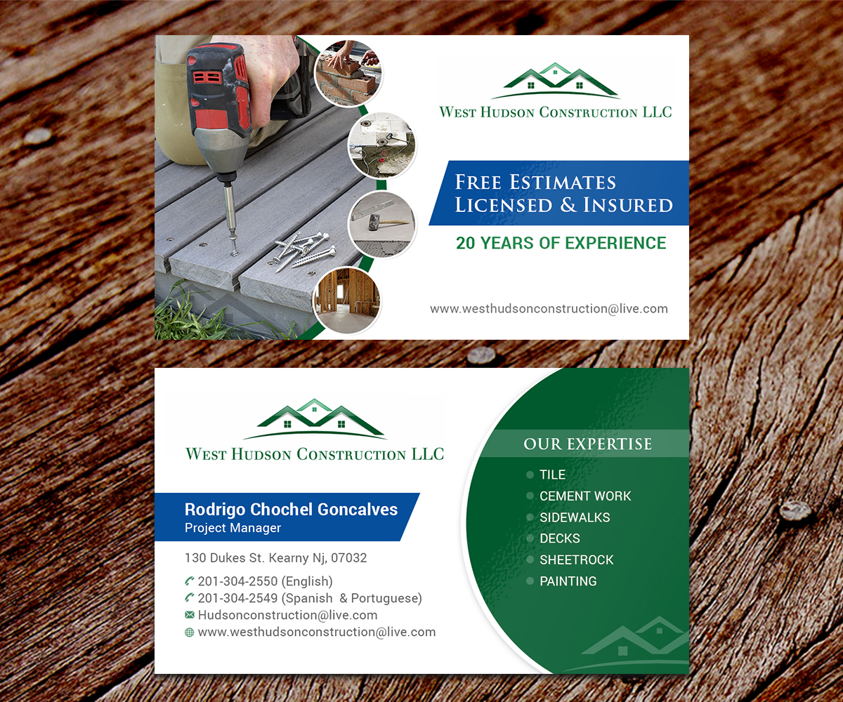 Business Card Design by SS_Designs for West Hudson Construction LLC | Design #12948239