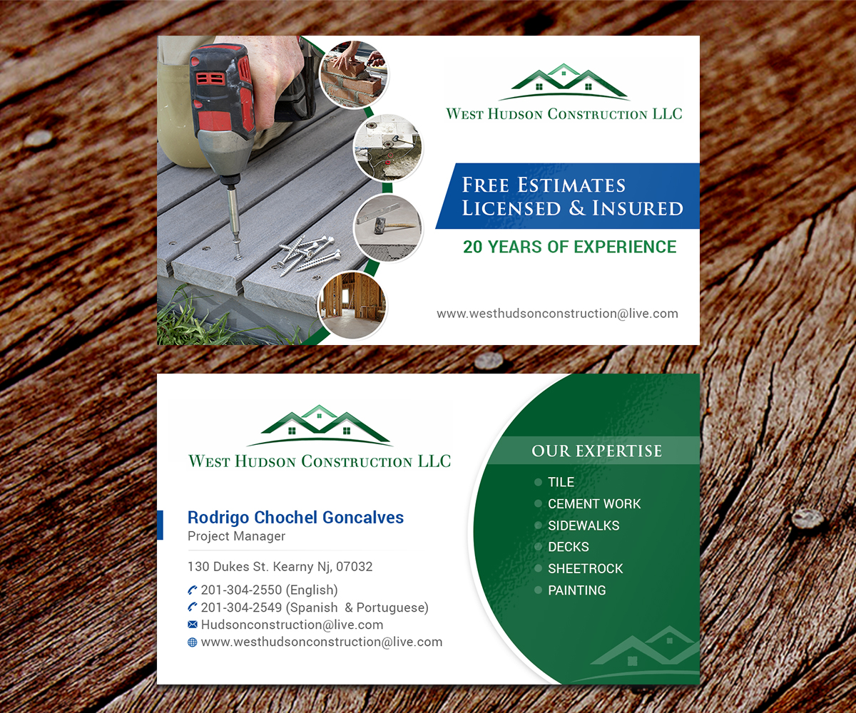 Business Card Design by SS_Designs for West Hudson Construction LLC | Design #12948331