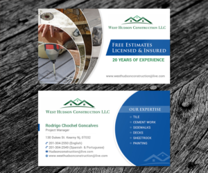 Business Card Design by SS_Designs for West Hudson Construction LLC | Design: #12955301