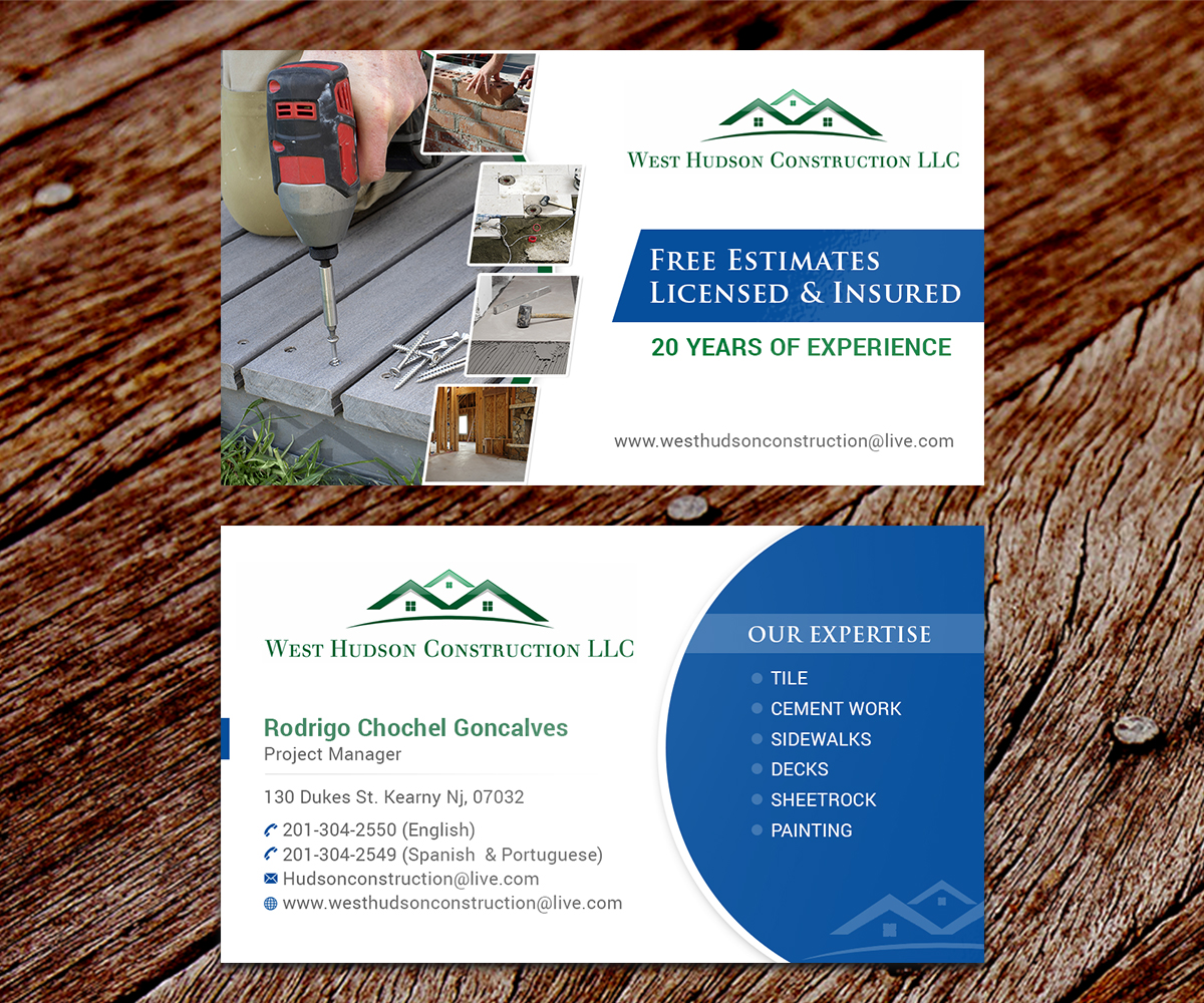 Business Card Design by SS_Designs for West Hudson Construction LLC | Design #12955302