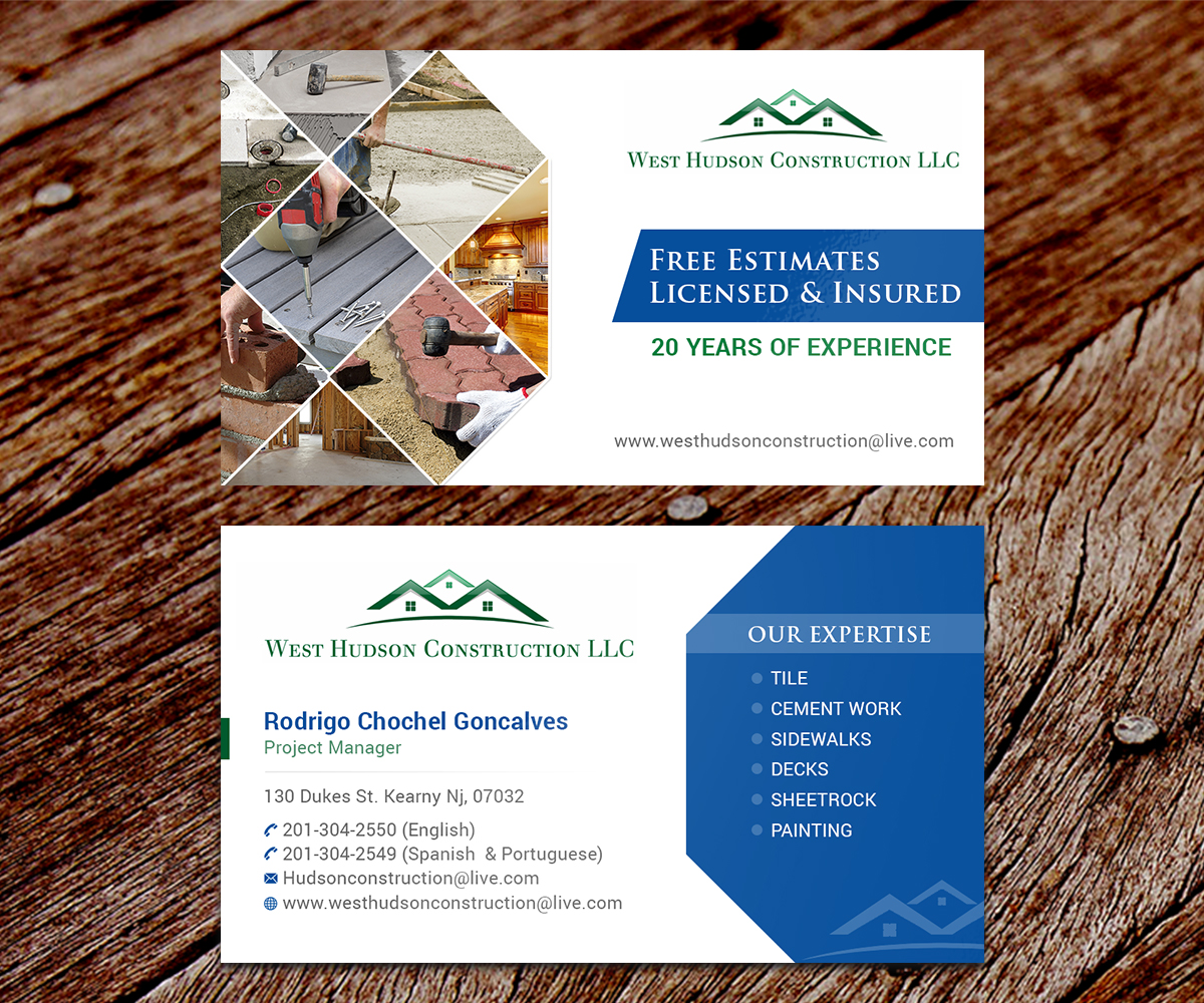 Business Card Design by SS_Designs for West Hudson Construction LLC | Design #12956265