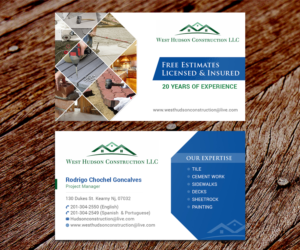 West Hudson Construction LLC buisness Card  | Visitenkarten-Design von SS_Designs