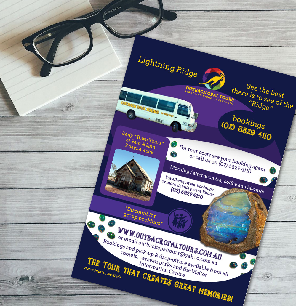 Flyer Design by gooddesign for OUTBACK OPAL TOURS | Design #13065126
