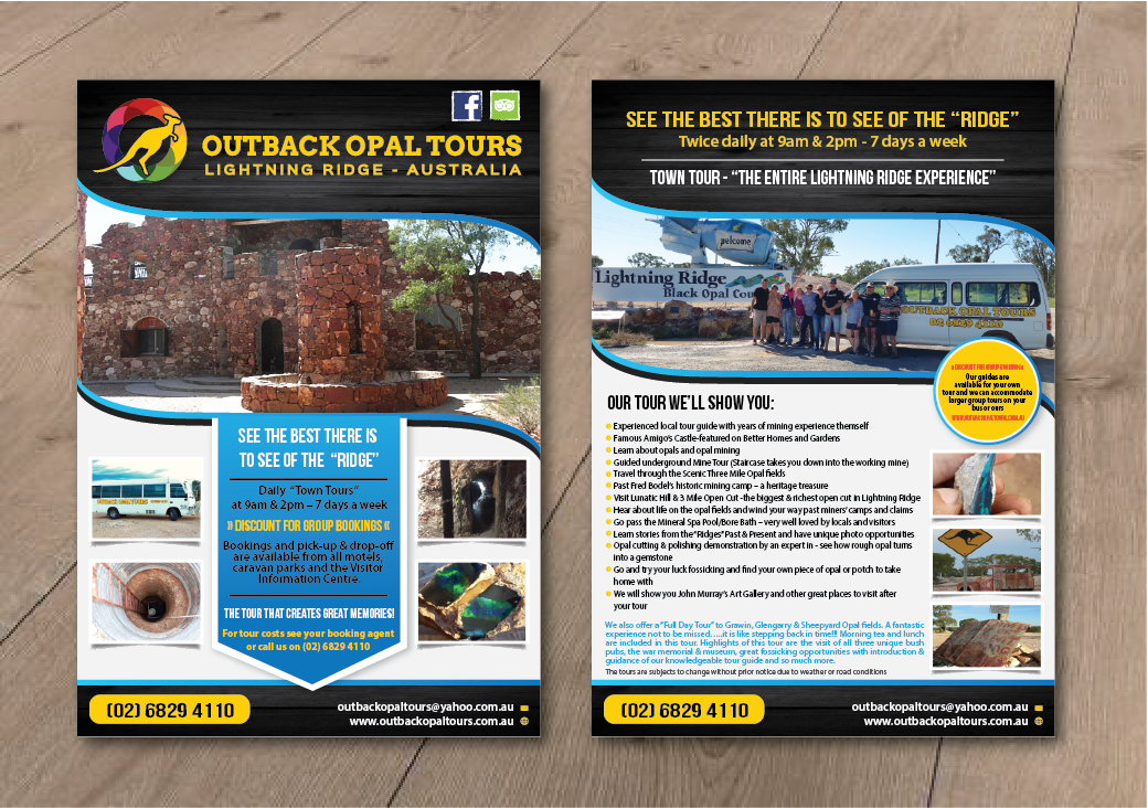 Flyer Design by alex989 for OUTBACK OPAL TOURS | Design #13024942
