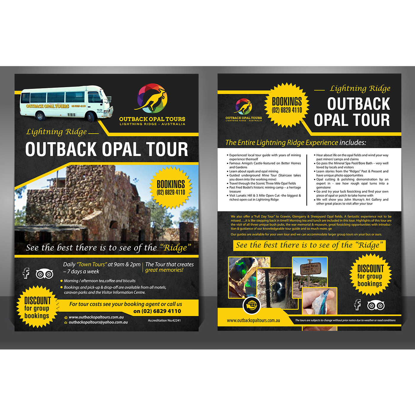 Flyer Design by creative.bugs for OUTBACK OPAL TOURS | Design #13019089
