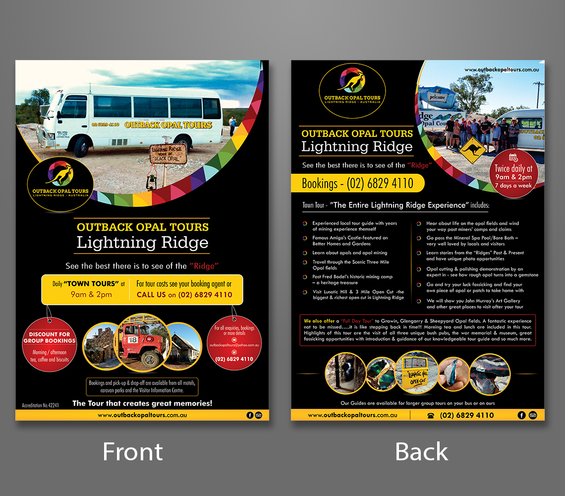 Flyer Design by ecorokerz for OUTBACK OPAL TOURS | Design #13322841