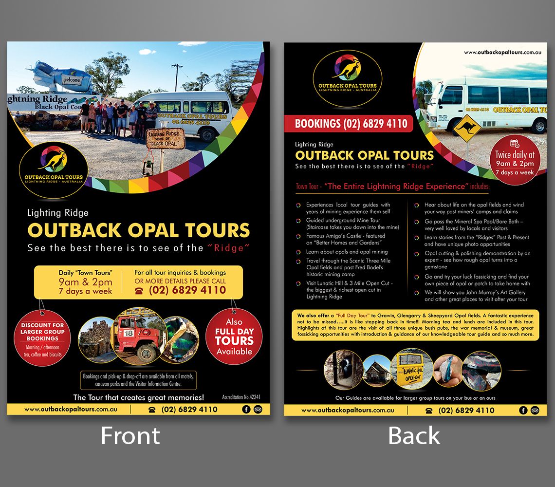 Flyer Design by ecorokerz for OUTBACK OPAL TOURS | Design #13383611