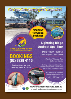 Flyer Design by meet007 for OUTBACK OPAL TOURS | Design: #13030298