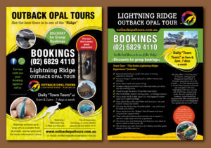 Flyer Design by meet007 for OUTBACK OPAL TOURS | Design: #13036971