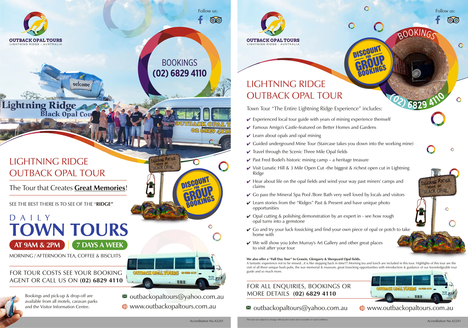 Flyer Design by Marketing Wings for OUTBACK OPAL TOURS | Design #13026078