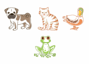 Cartoon cat, frog, dog and duck to suit existing veterinary logo | Diseño Con Ilustración por pinky