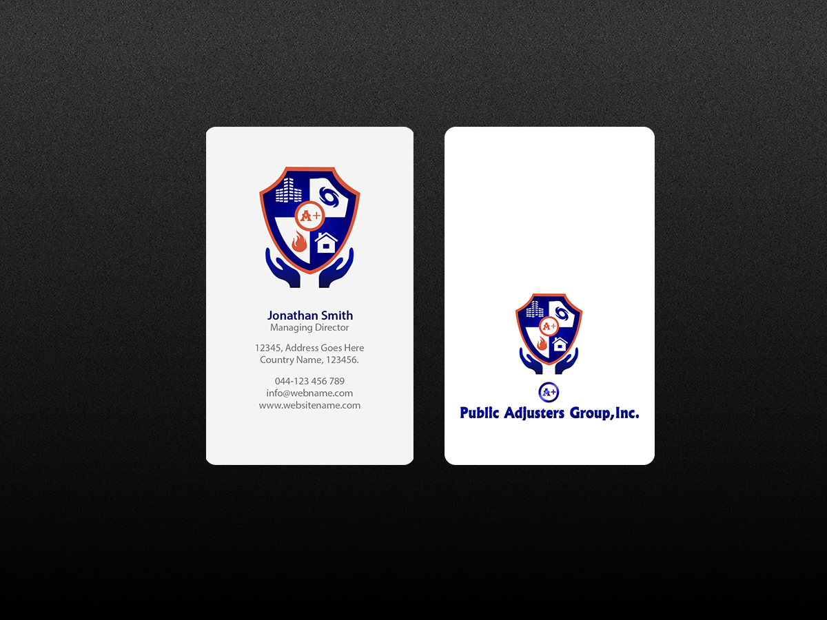 Business Card Design by Creations Box 2015 for A+Publick Adjusters Group Inc  | Design #13020402