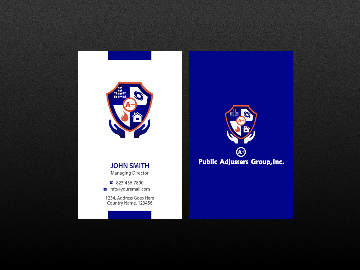 Business Card Design by Creations Box 2015 for A+Publick Adjusters Group Inc  | Design #13020413
