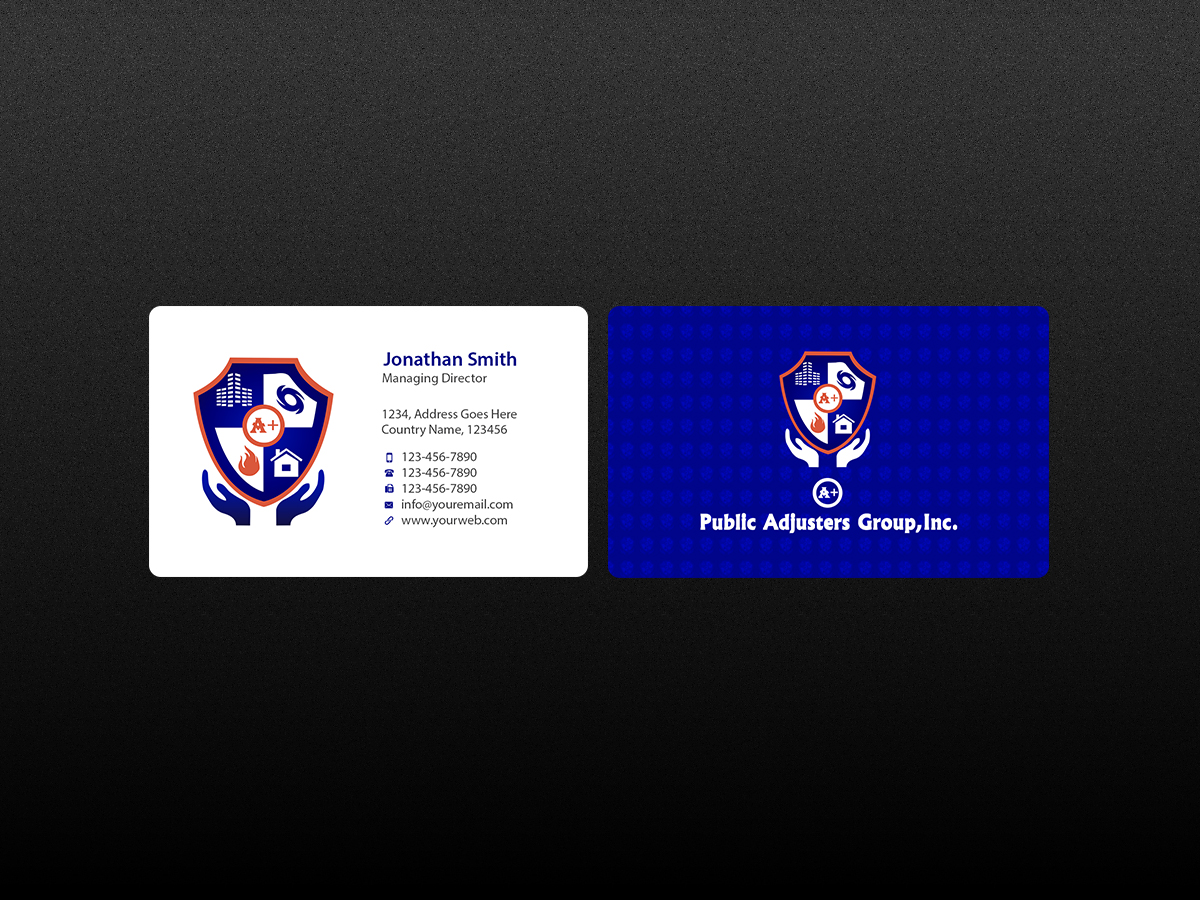 Business Card Design by Creations Box 2015 for A+Publick Adjusters Group Inc  | Design #13020416