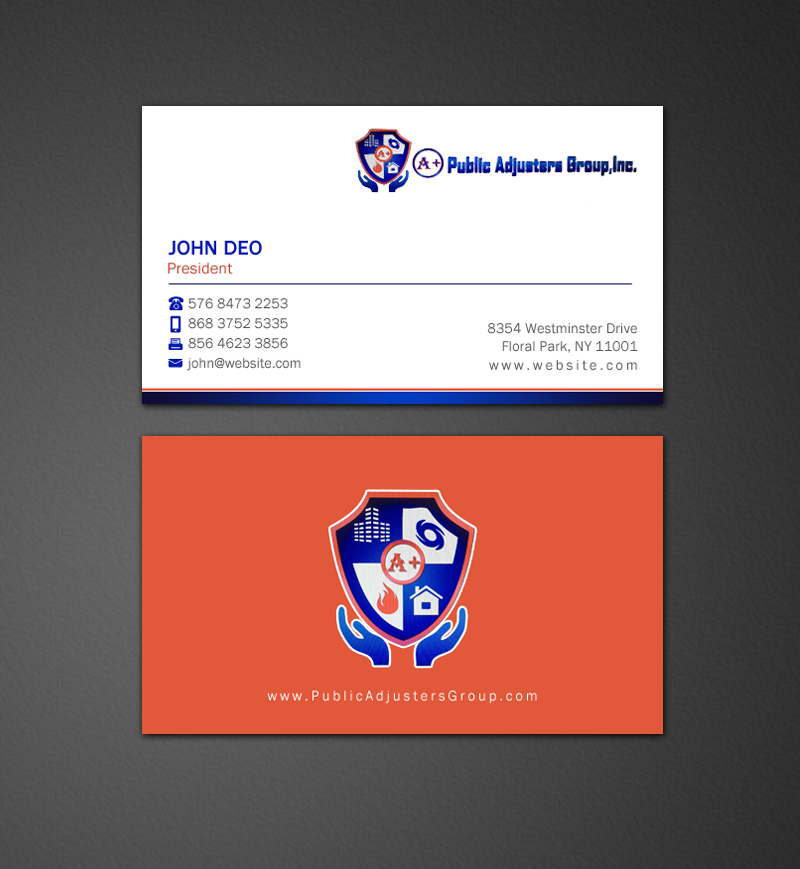Diseño de Tarjeta de Presentación por Brand aid para A+Publick Adjusters Group Inc  | Diseño #12968009