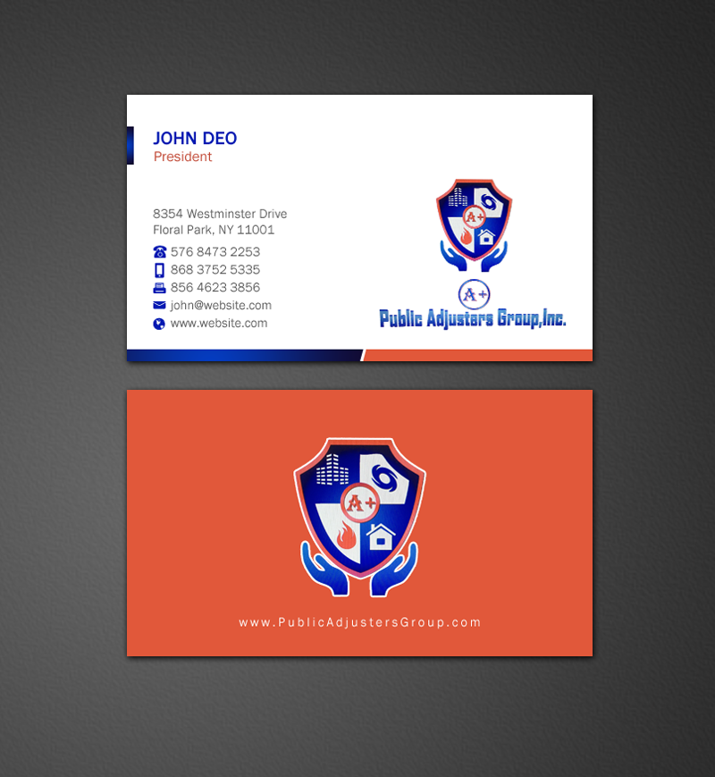 Business Card Design by Brand aid for A+Publick Adjusters Group Inc  | Design #12968012