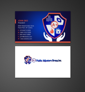 Business Card Design by Brand aid for A+Publick Adjusters Group Inc  | Design: #12968015