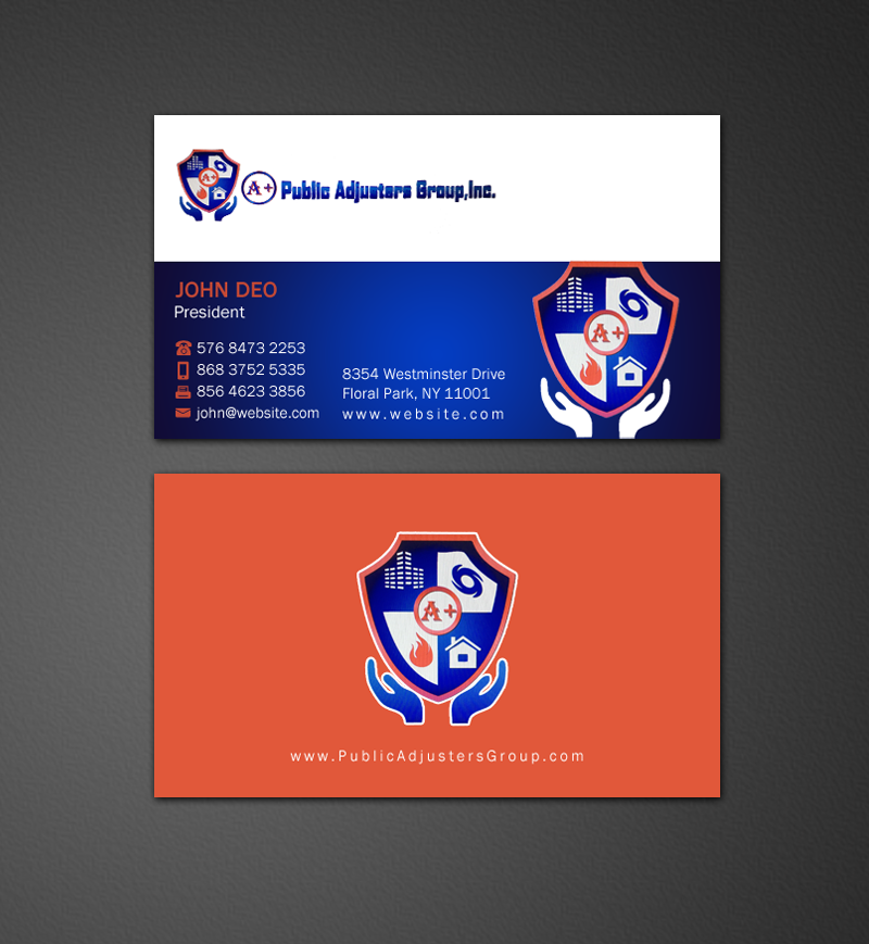 Business Card Design by Brand aid for A+Publick Adjusters Group Inc  | Design #12968016