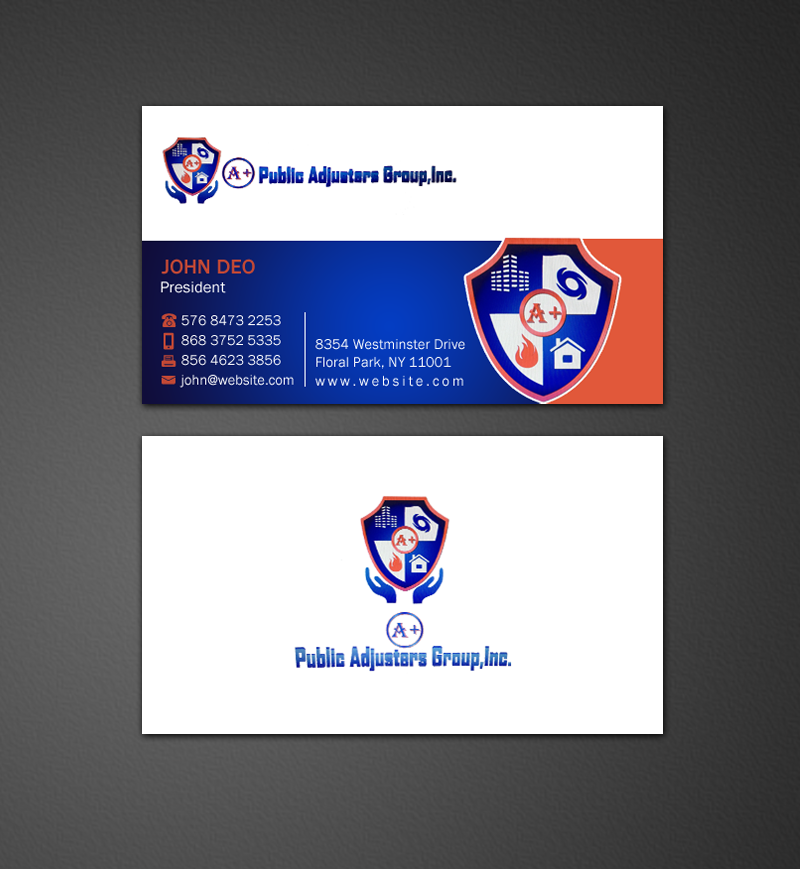 Business Card Design by Brand aid for A+Publick Adjusters Group Inc  | Design #12968017
