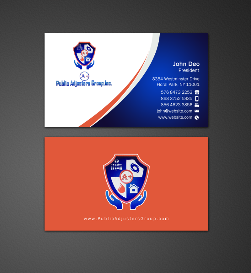Business Card Design by Brand aid for A+Publick Adjusters Group Inc  | Design #12969069