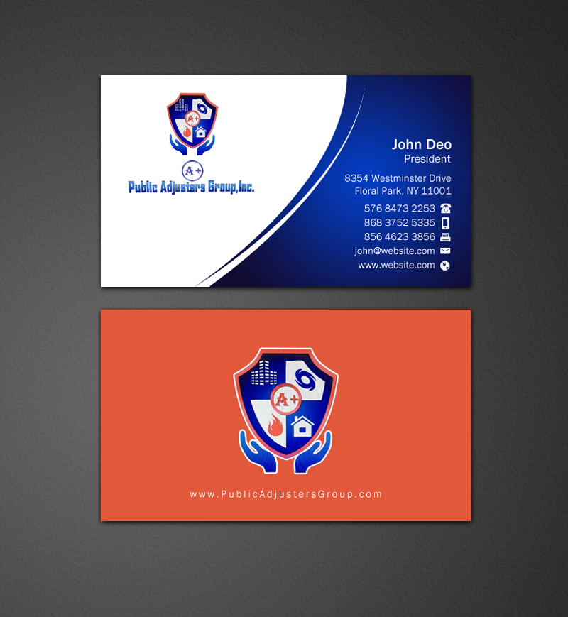Business Card Design by Brand aid for A+Publick Adjusters Group Inc  | Design #12969070