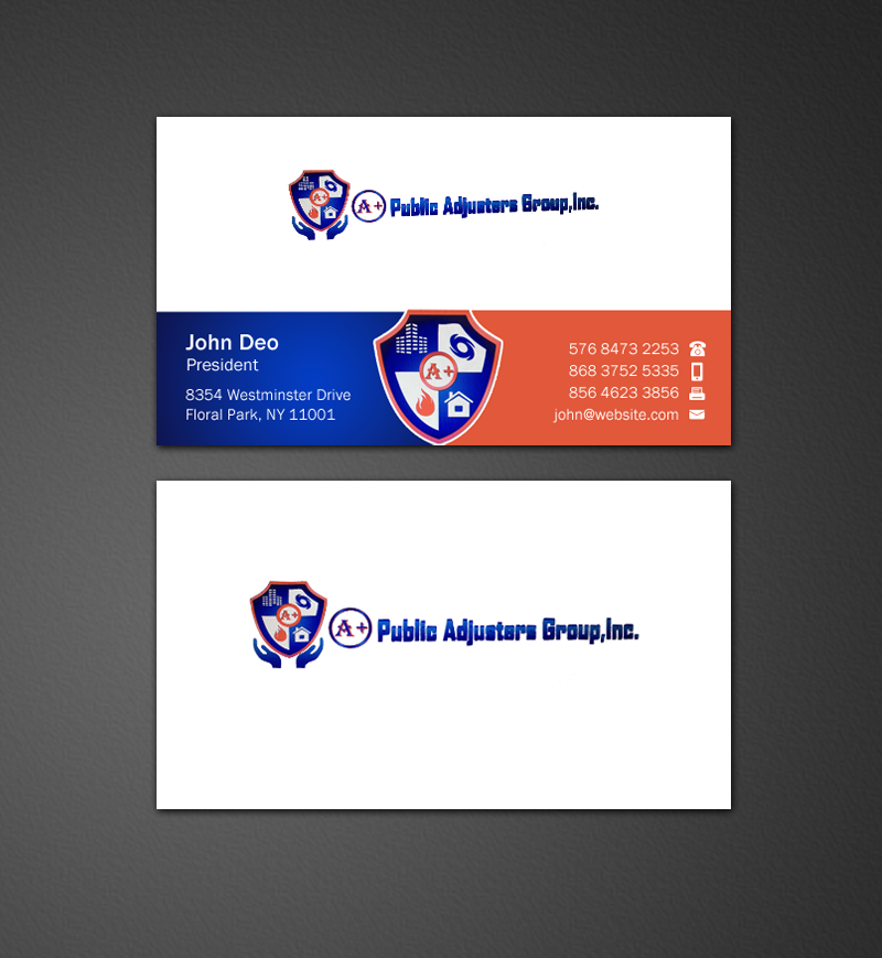 Business Card Design by Brand aid for A+Publick Adjusters Group Inc  | Design #12969071