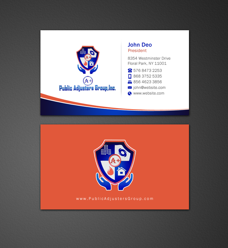 Business Card Design by Brand aid for A+Publick Adjusters Group Inc  | Design #12969076