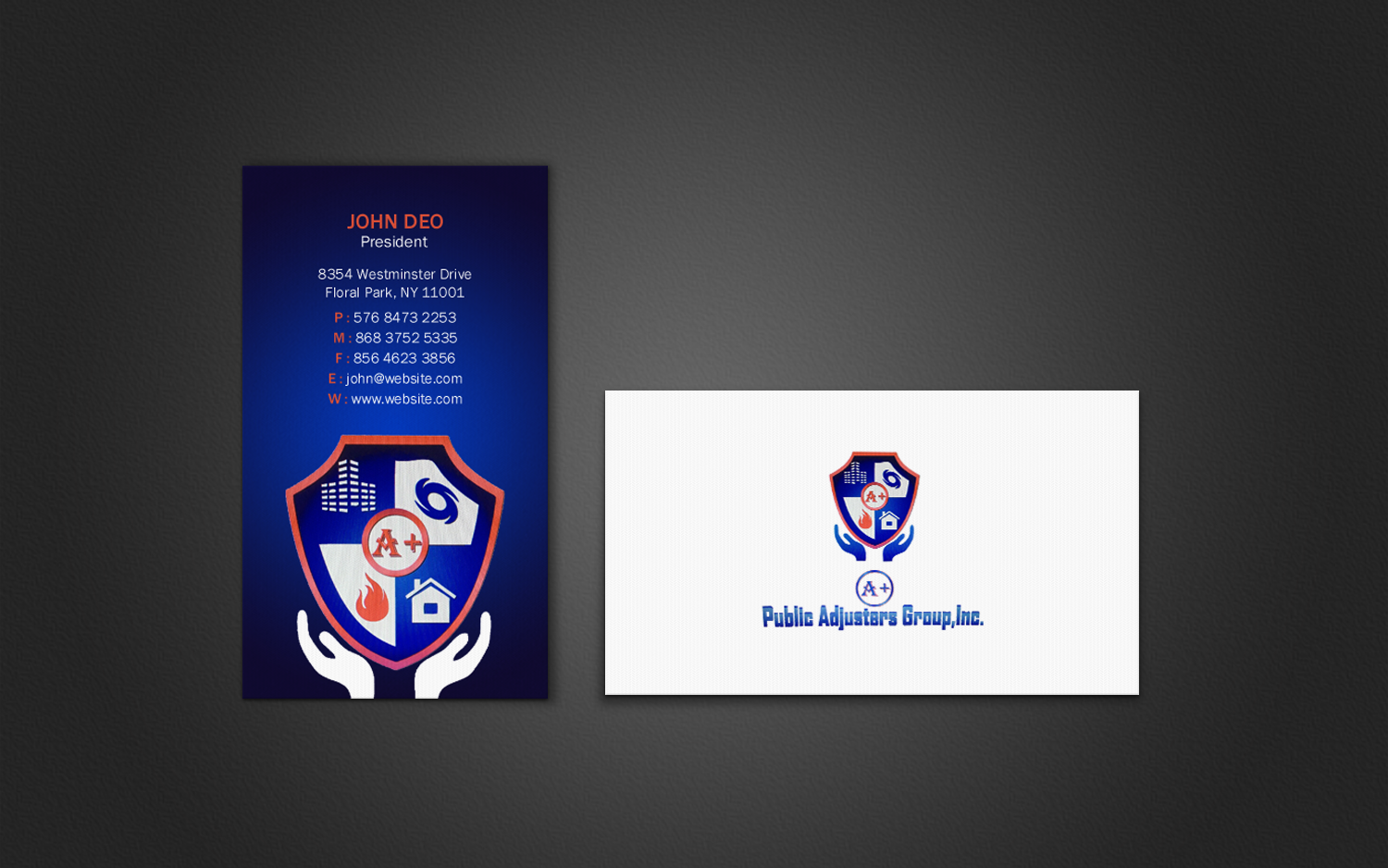 Business Card Design by Brand aid for A+Publick Adjusters Group Inc  | Design #12969614