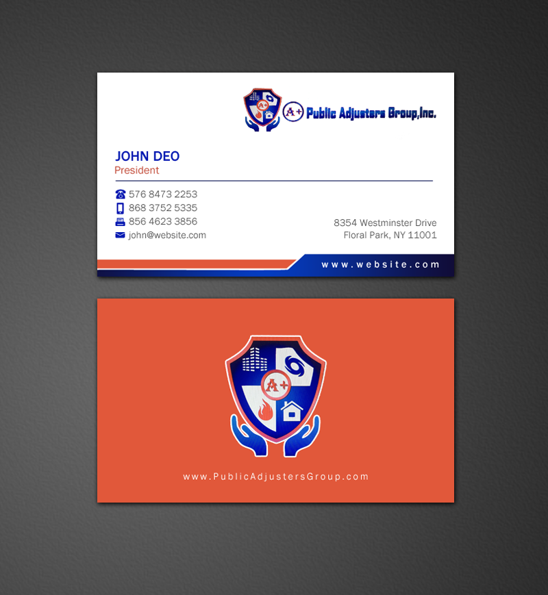 Business Card Design by Brand aid for A+Publick Adjusters Group Inc  | Design #12969620